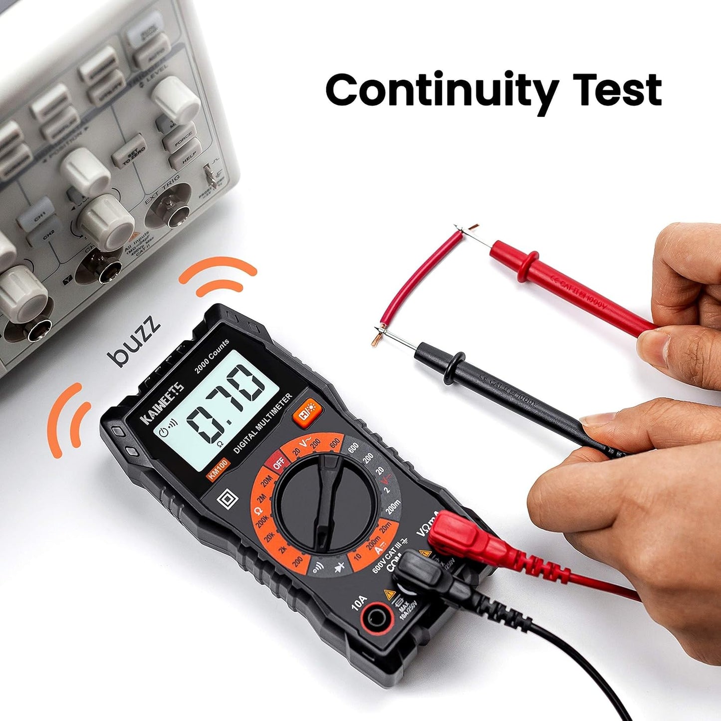 KAIWEETS Digital Multi Testers Multimeter 2000 Counts AC/DC Voltmeter Black NEW