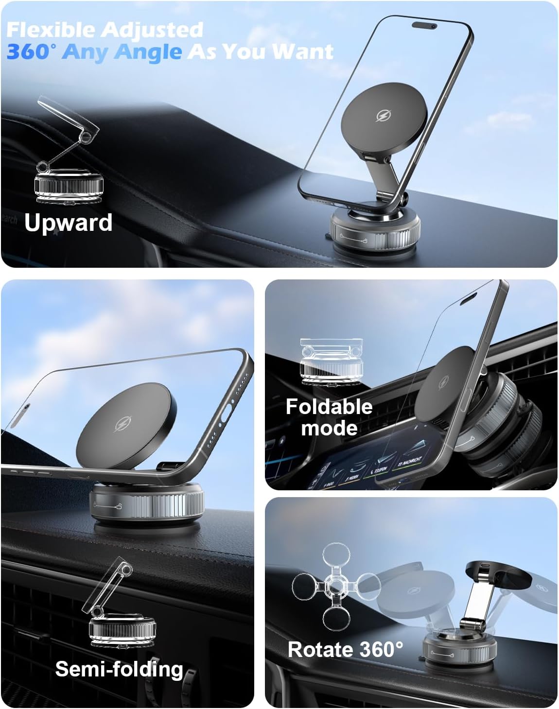 Magnetic Wireless Dash-Mounted Holders Car Charger Mount Dash Holder for NEW
