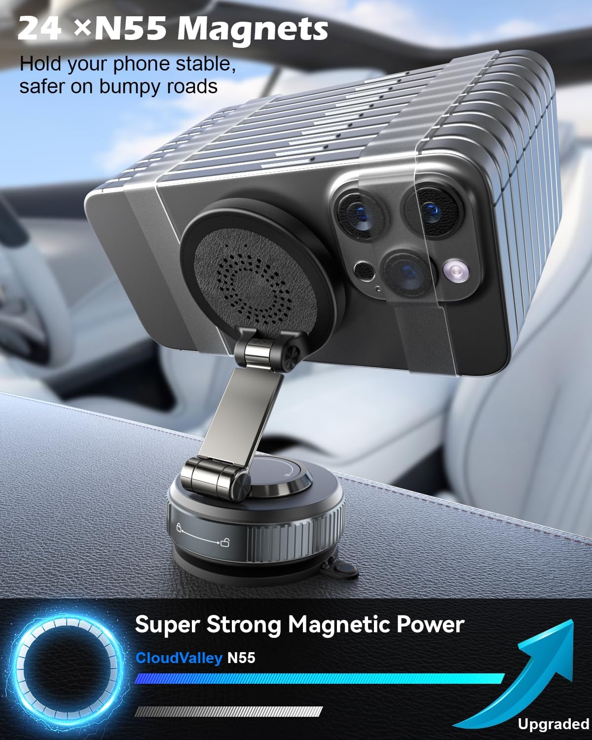 Magnetic Wireless Dash-Mounted Holders Car Charger Mount Dash Holder for NEW