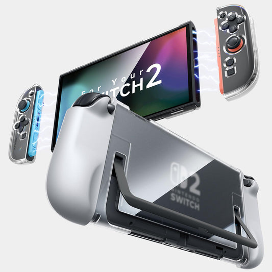 JSAUX Dockable Protective Case for Nintendo Switch Clear & Grey Size 2 Size NEW