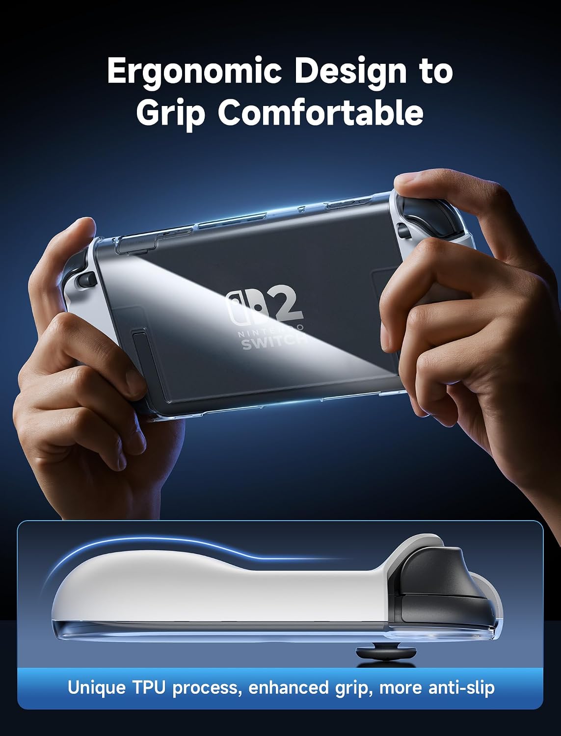 JSAUX Dockable Protective Case for Nintendo Switch Clear & Grey Size 2 Size NEW