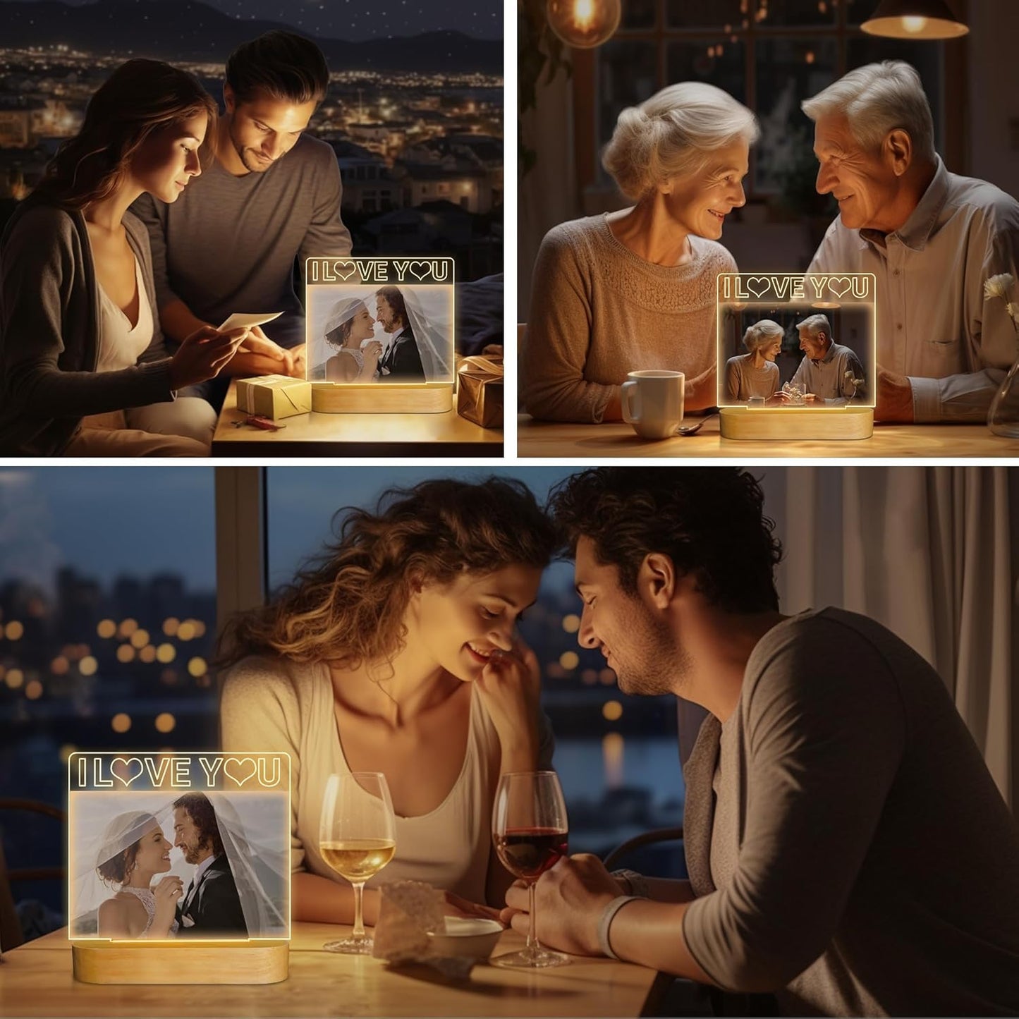 Illuminated Acrylic Photo Picture Frame Display for Home Decor Brown 4x6 NEW
