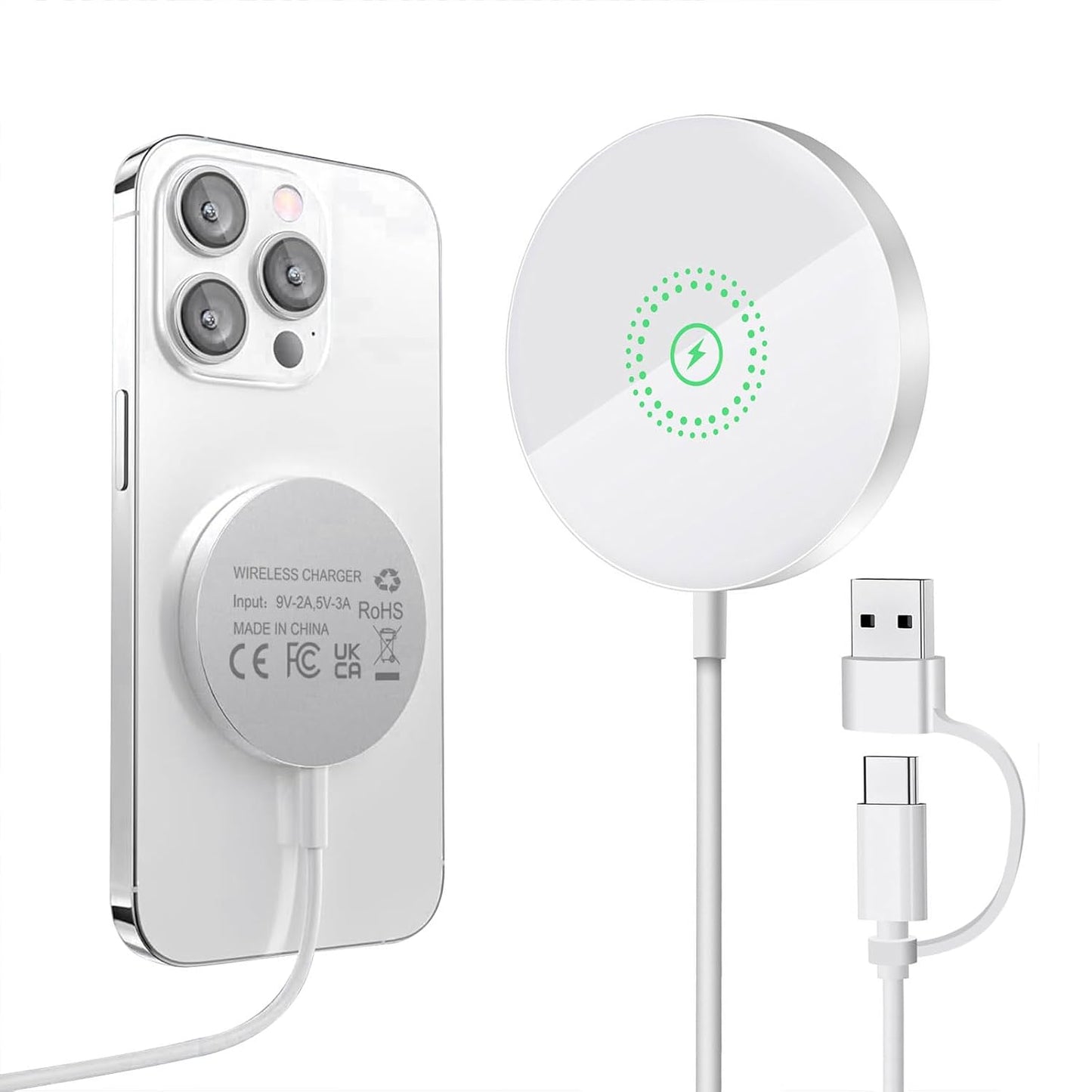 15W Wireless Charging Pad for iPhone - Fast Induction Charger in White DEMO