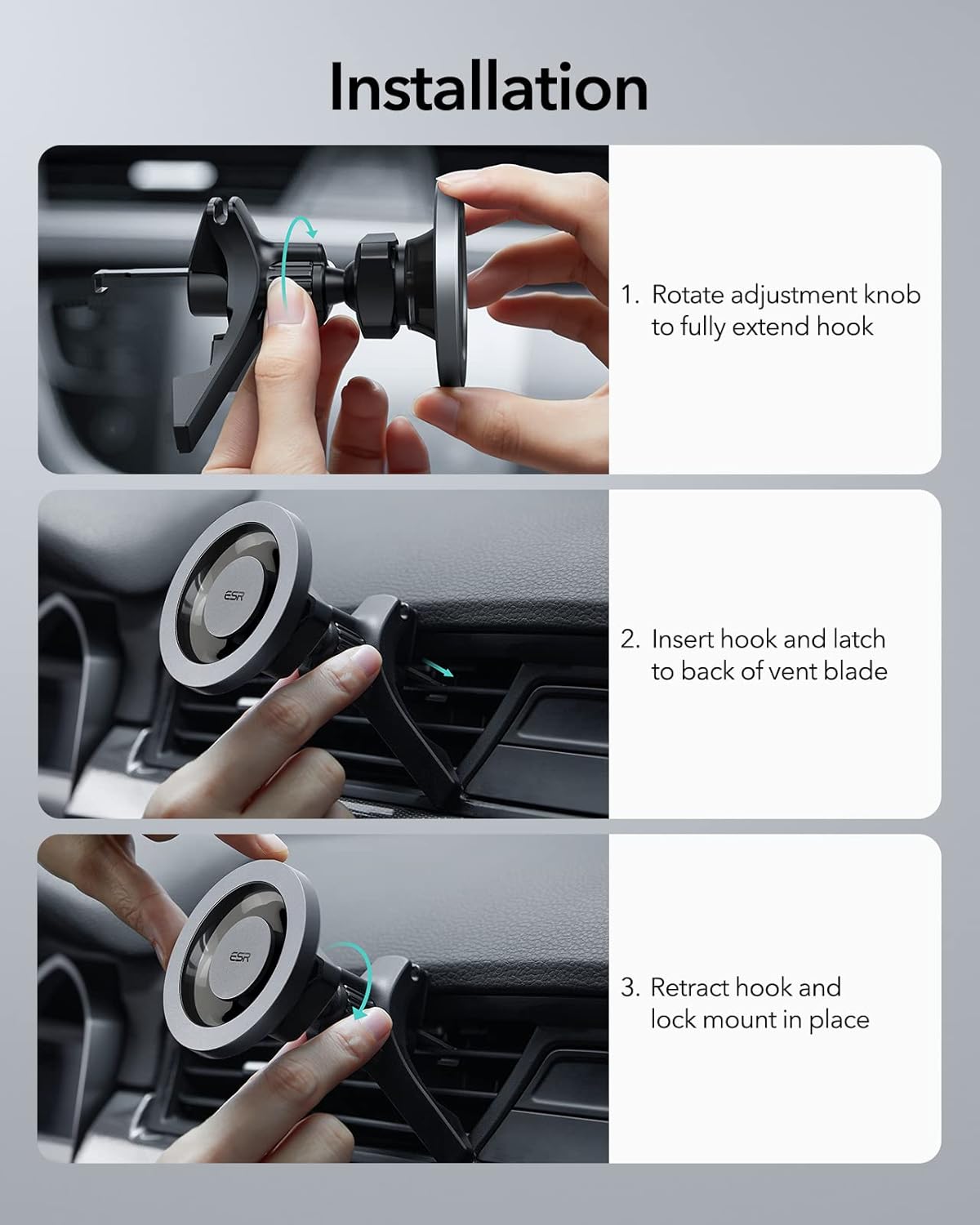 ESR Magnetic Car Phone Holder for Air Vent - Secure Automobile Accessories DEMO