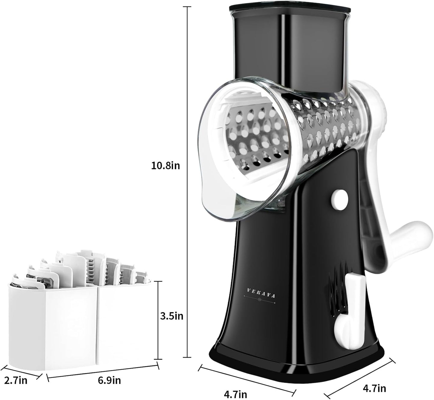 Versatile 5-in-1 Graters Stainless Steel Rotary Cheese Grater for Kitchen DEMO
