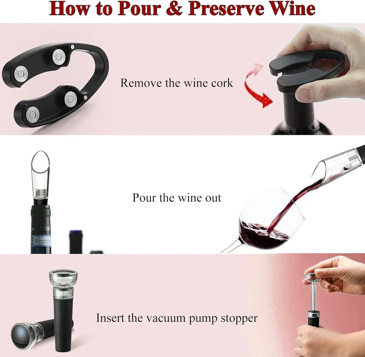 Rechargeable Electric Wine Bottle Opener Set with Stand, Black NEW