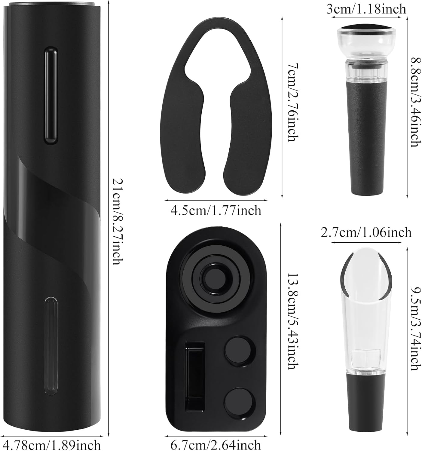 Rechargeable Electric Wine Bottle Opener Set with Stand, Black NEW