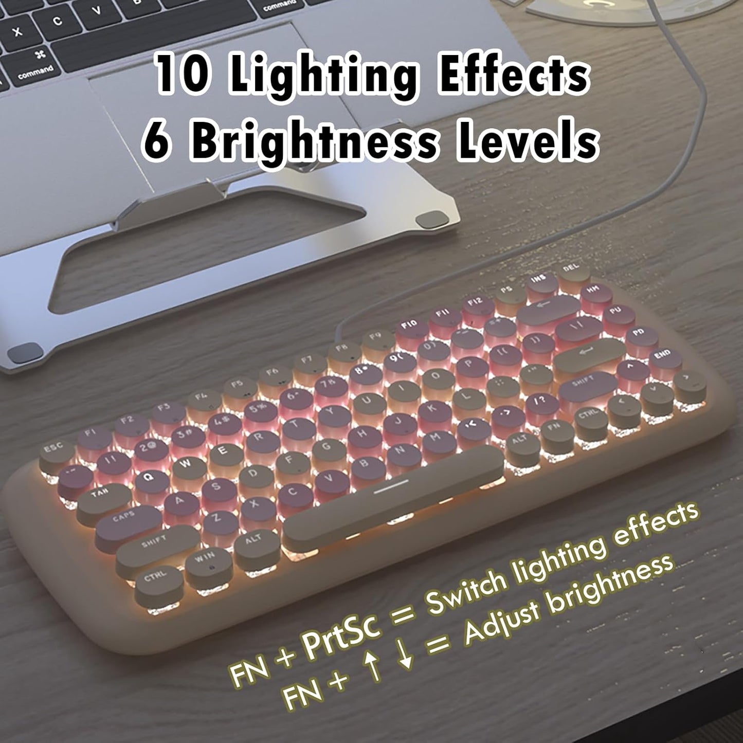 MOFii 84 Keyboards Key Wired Mechanical Keyboard with Colorful Round NEW