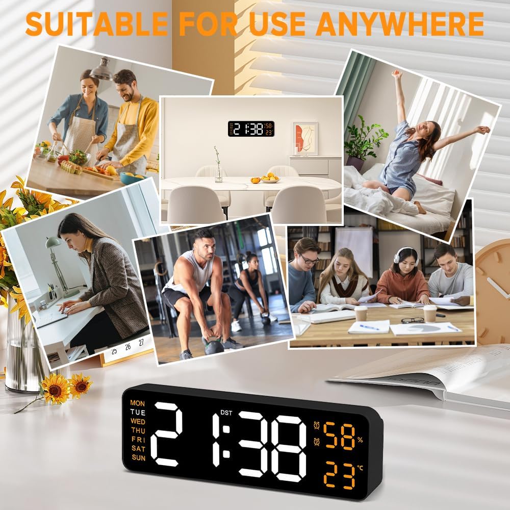 9" LED Alarm Clock for Bedside Desk in White, 3 cm x 7.5 Size 3 cm x 7.5 cm NEW