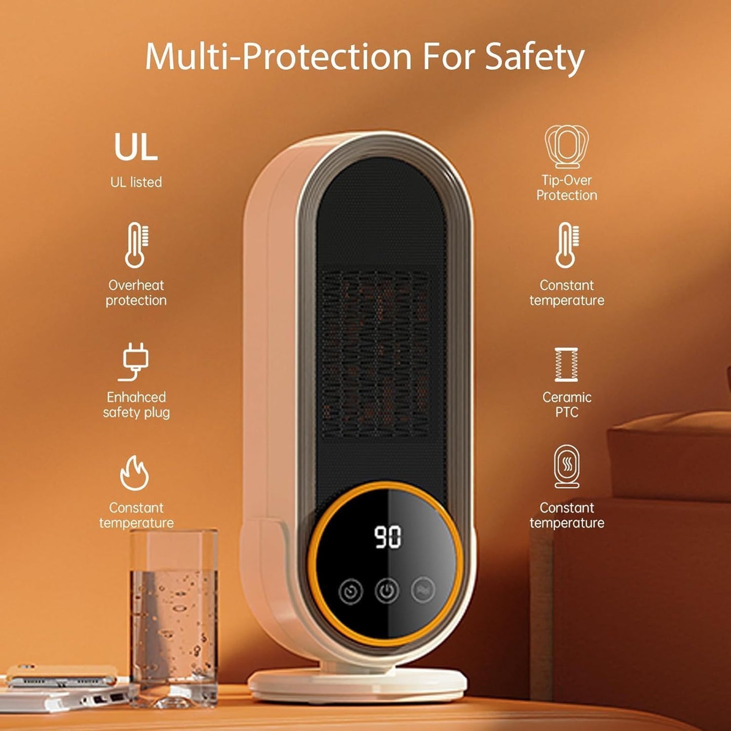 Space Heater for Indoor Use Efficient Heating Overheat Protection White NEW