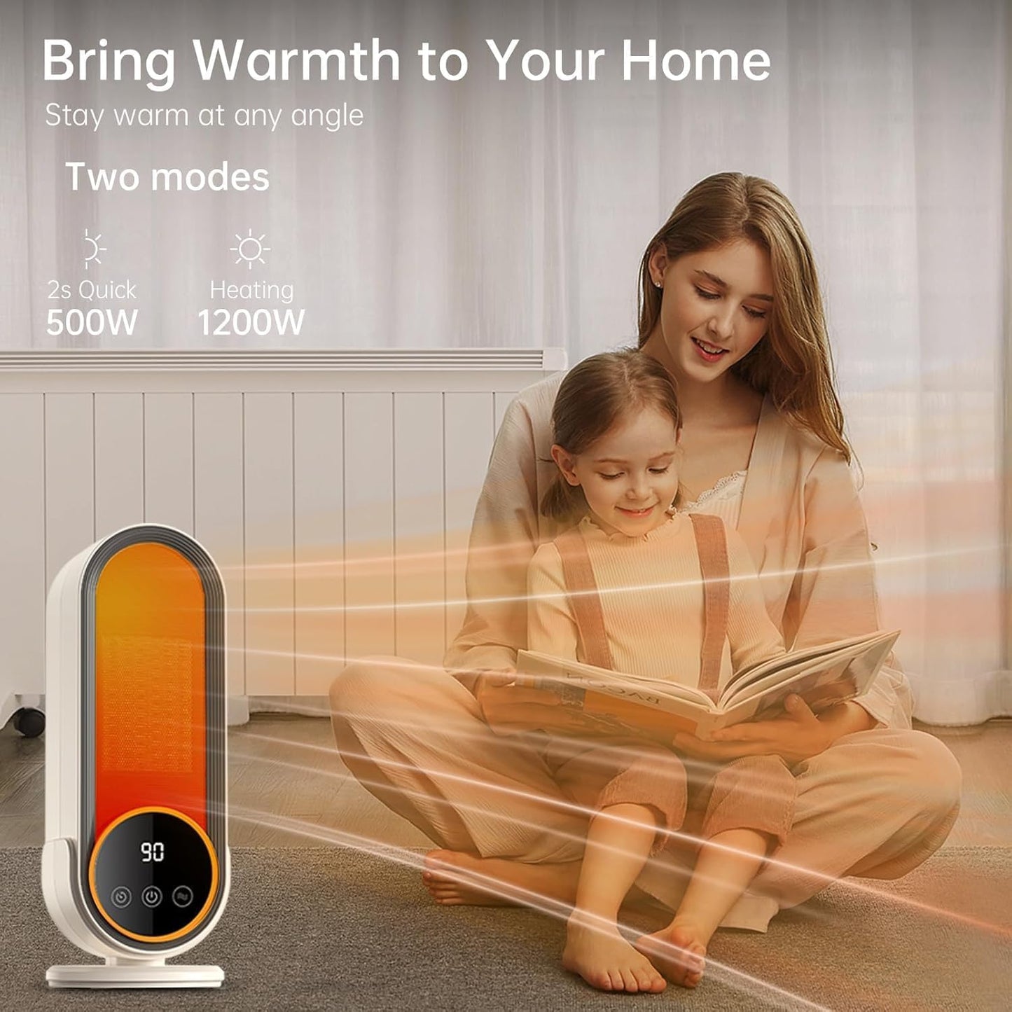 Space Heater for Indoor Use Efficient Heating Overheat Protection White NEW