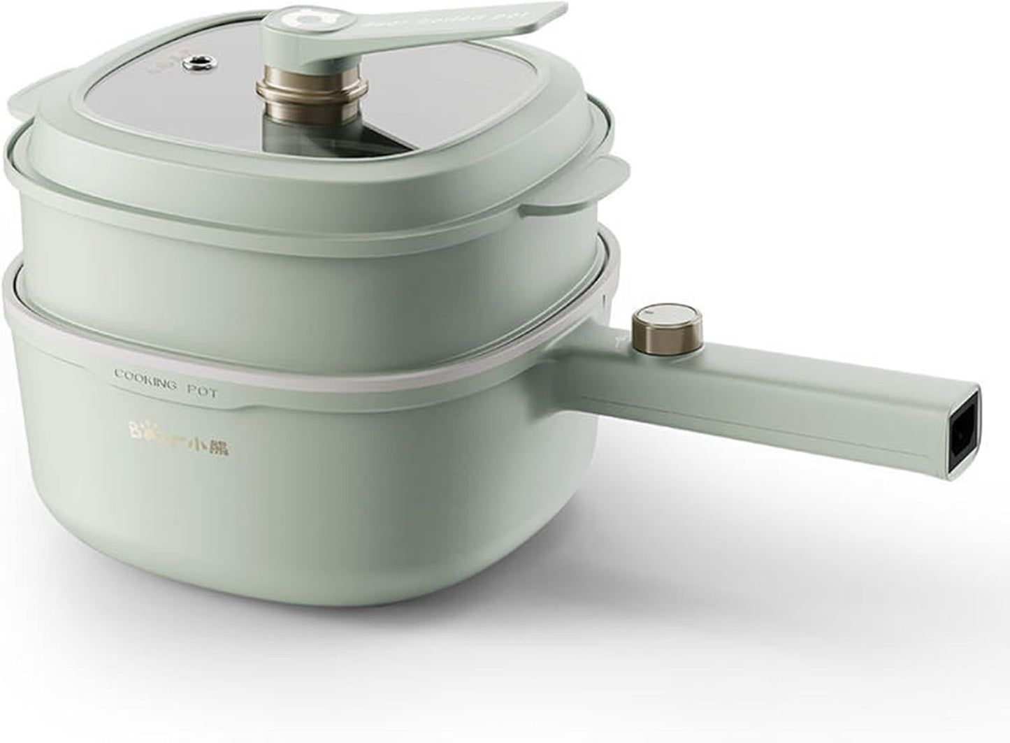 TECHBEAR 3L Electric Hot Pot with Steamer Non-Stick Portable Cooker Green NEW