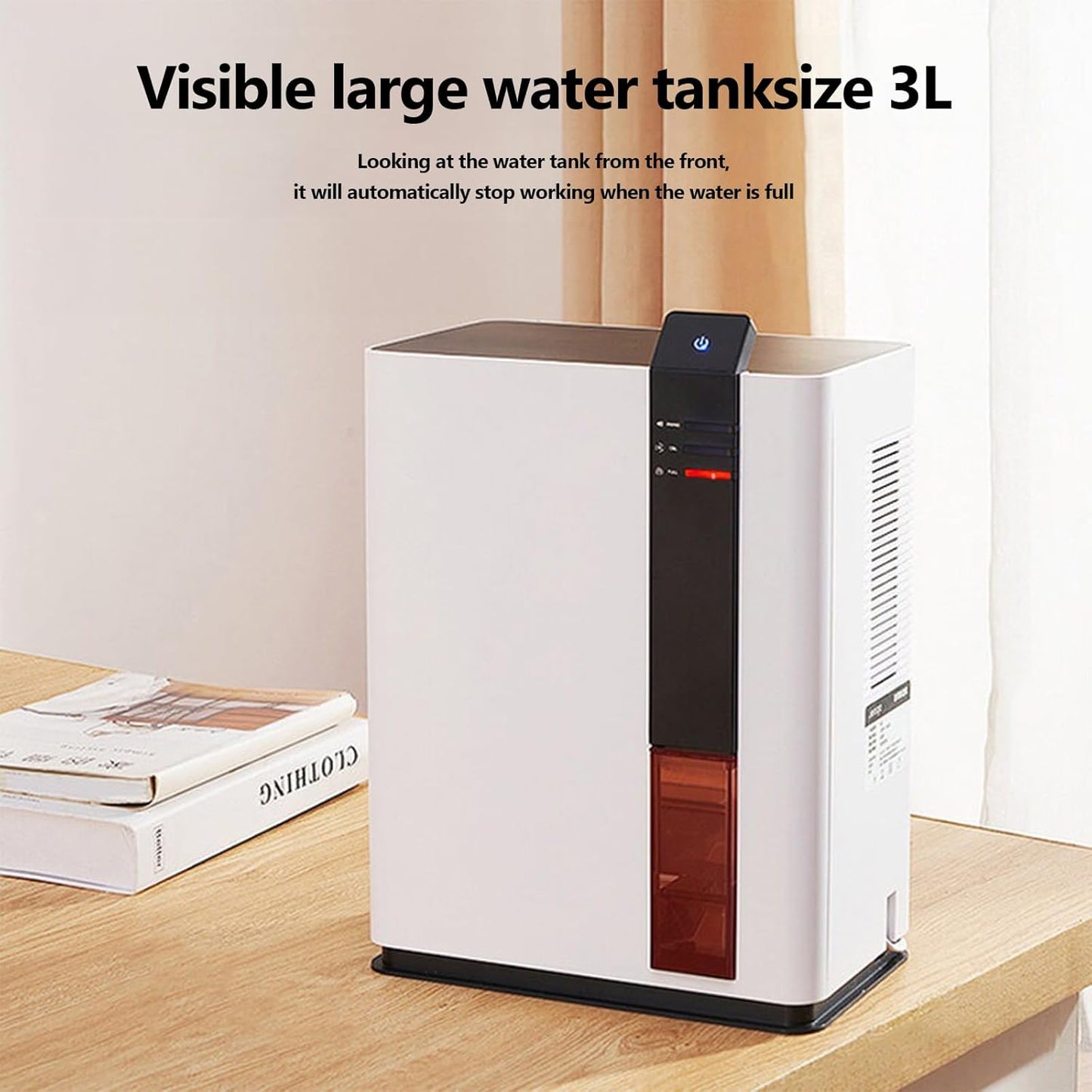 Quiet 3000ml Dehumidifier with Automatic Shut-Off, 38dB White Noise for DEMO