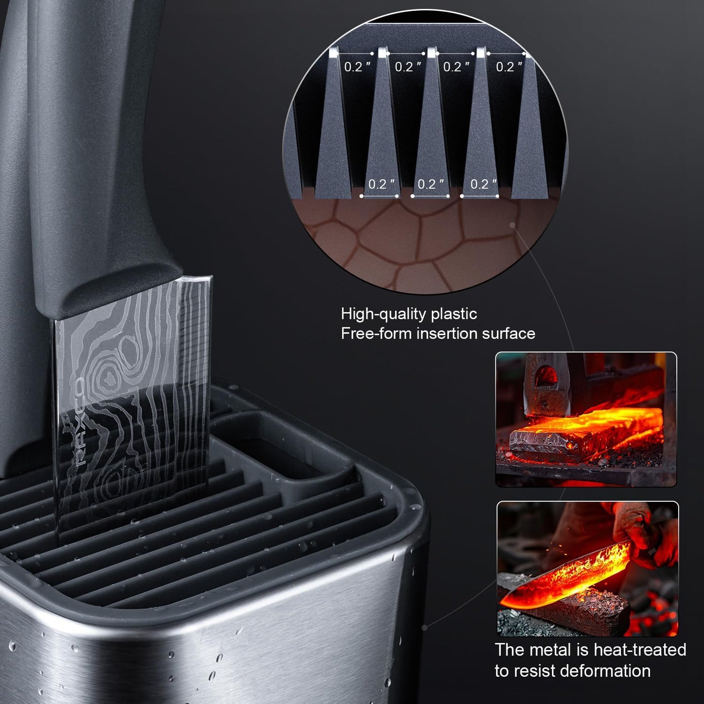 RAXCO 10-Piece Stainless Steel Kitchen Knife Set with Compact Black & NEW