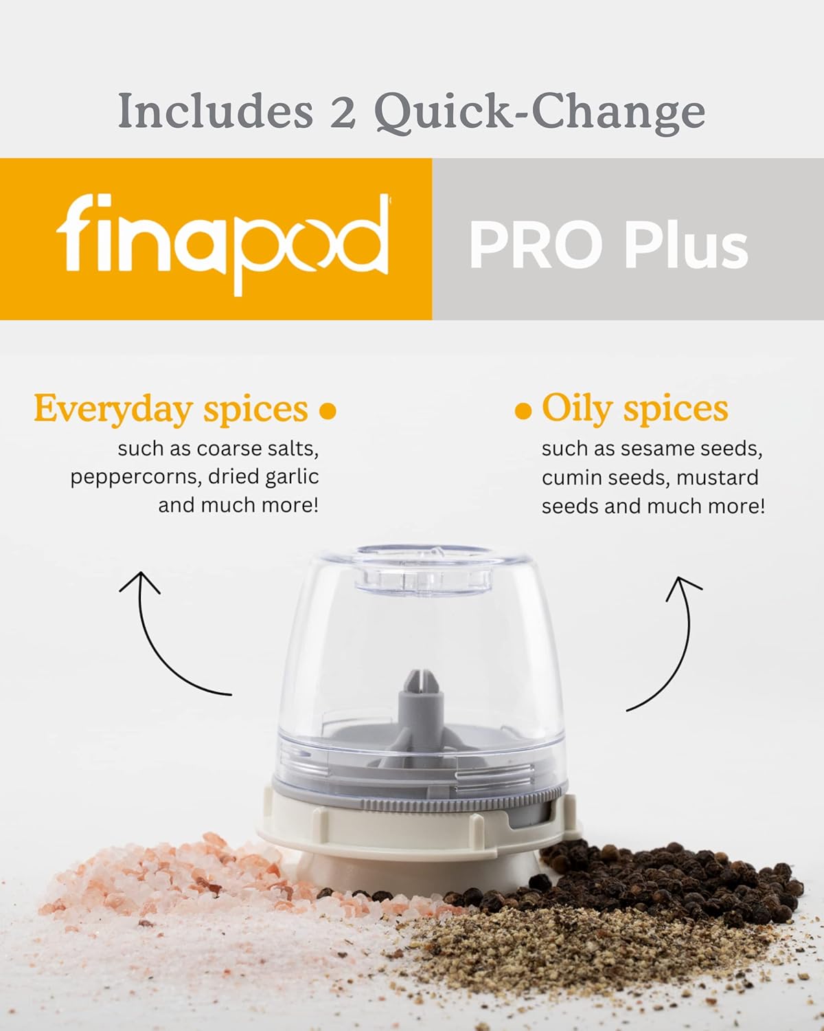 FinaMill Portable Battery-Operated Herb & Spice Grinder Mill Midnight Black DEMO