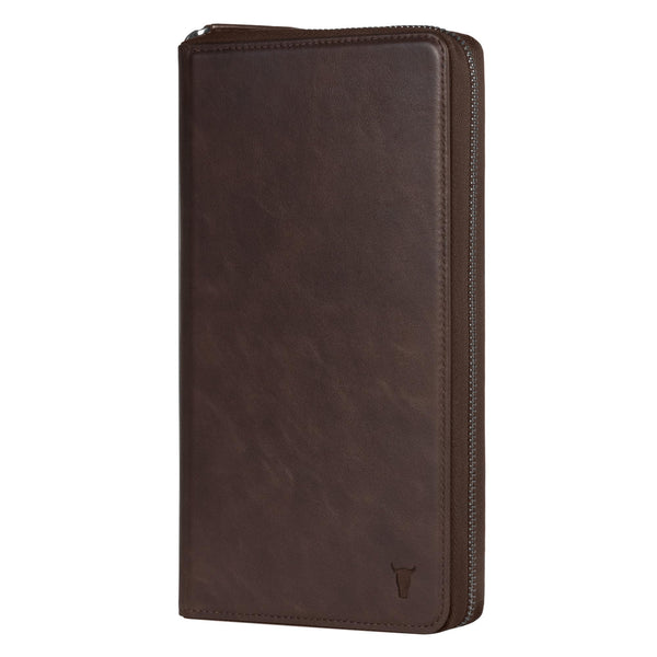 TORRO Premium Leather Travel Organizer Passport Holder Wallet Dark Brown NEW