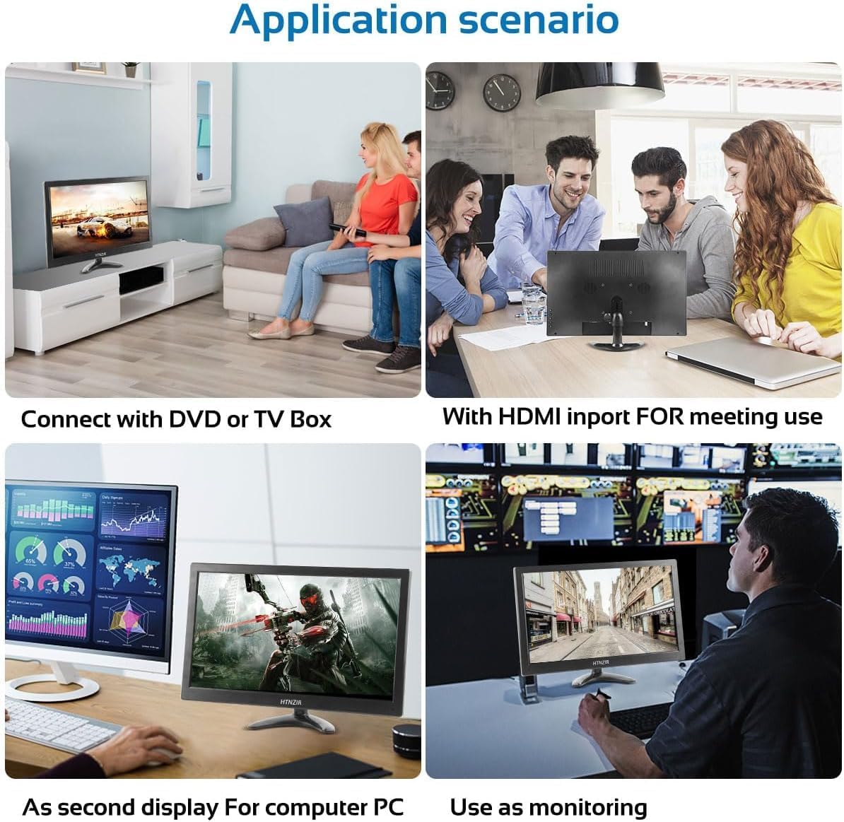 HTNZIR 15.6 Monitors Inch Portable Full HD 1080P Monitor with 99% sRGB for NEW