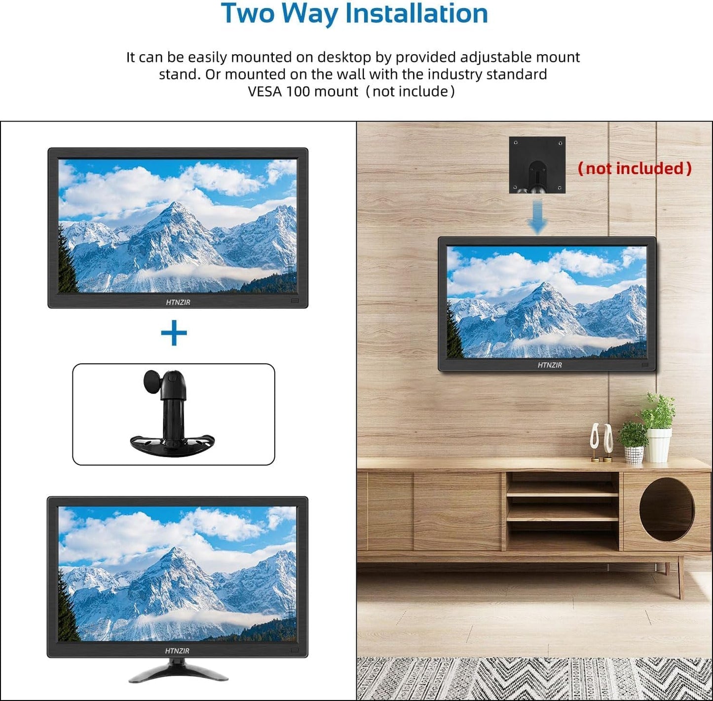HTNZIR 15.6 Monitors Inch Portable Full HD 1080P Monitor with 99% sRGB for NEW