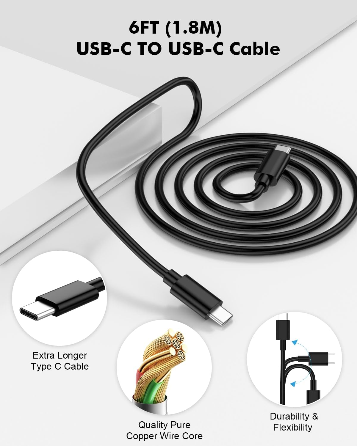 Super Fast Mains Chargers USB-C Charger for Samsung Galaxy - Black 2M/6.6Ft NEW