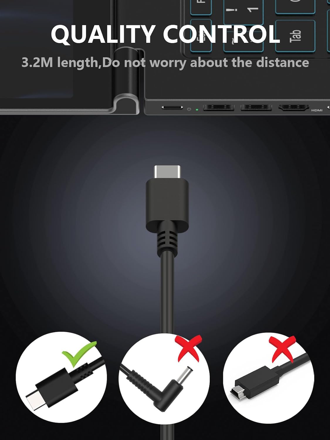 100W USB C Laptop Charger Power Adapter for Lenovo, MacBook, HP - Black DEMO