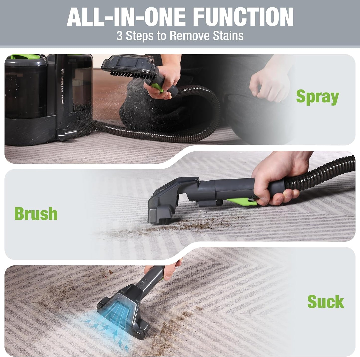 WORKPRO Portable Carpet and Upholstery Spot Cleaner 450W Lightweight Grey DEMO