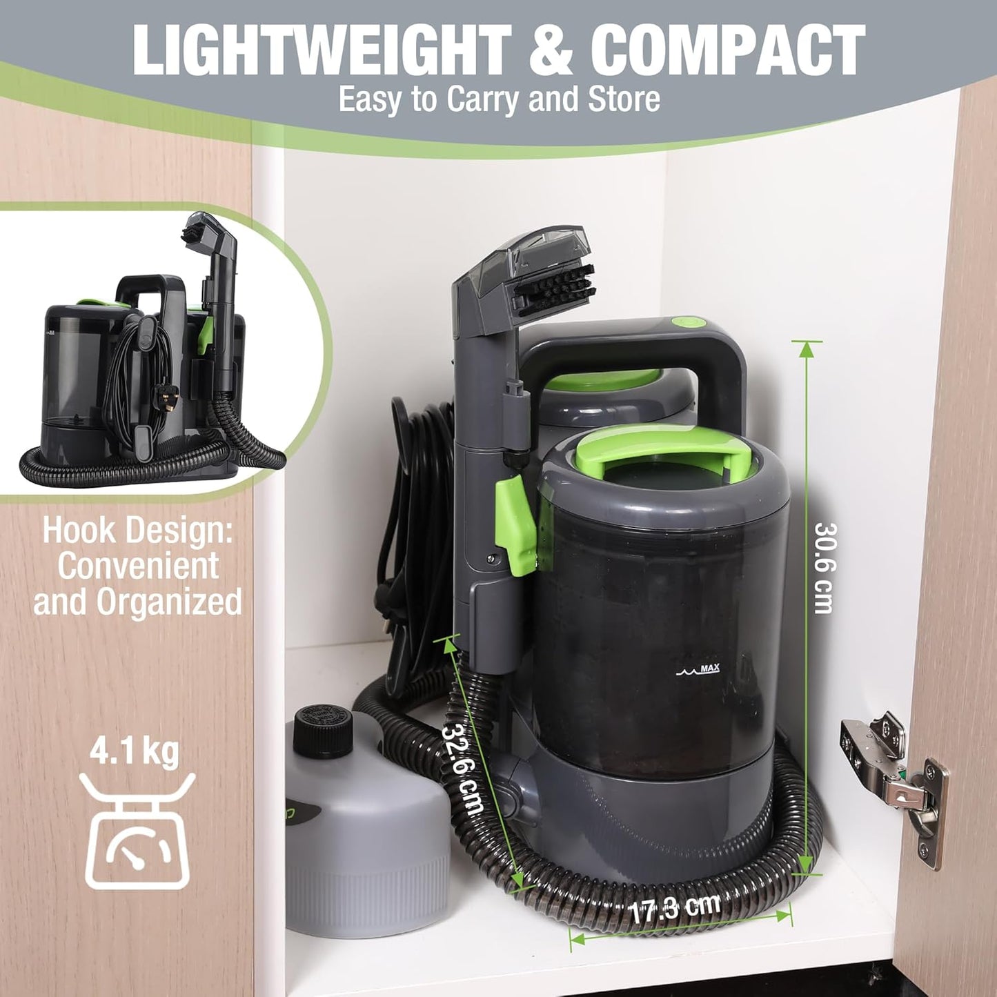 WORKPRO Portable Carpet and Upholstery Spot Cleaner 450W Lightweight Grey DEMO