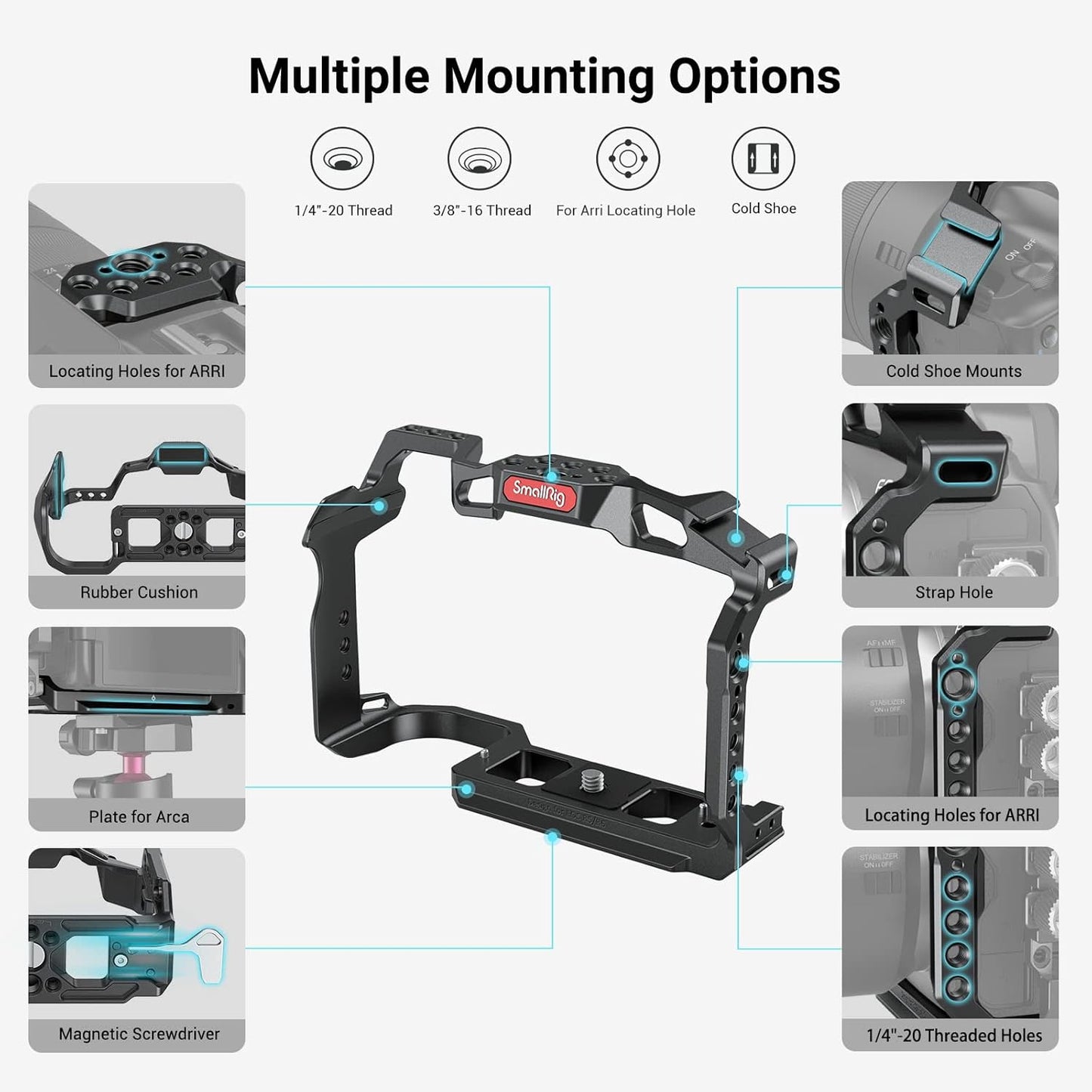 SMALLRIG Aluminum Handheld Stabilisers Alloy DSLR Rig Cage for Canon R5 R6 DEMO