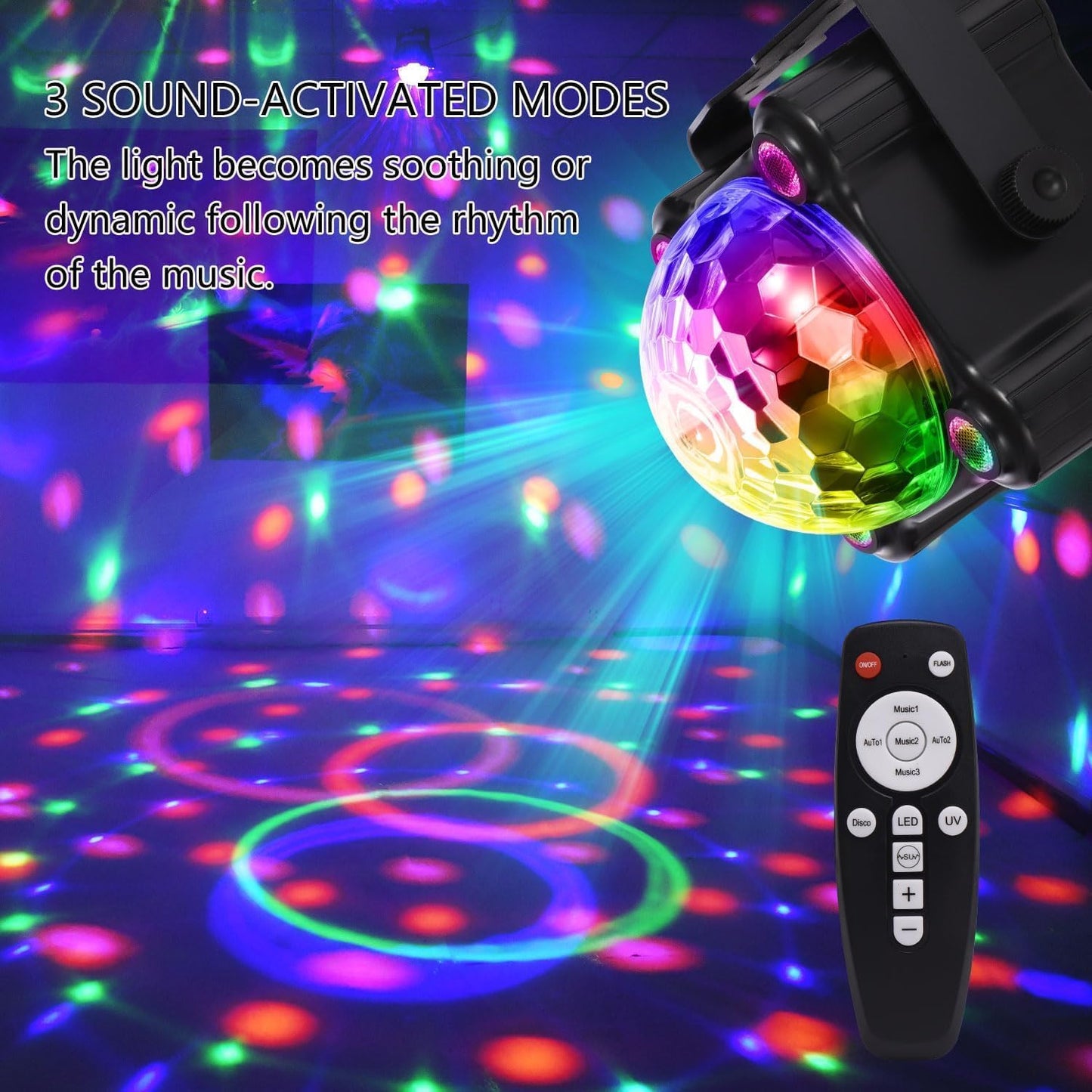 Disco Ball Sound Activated 6 Color Changing Stage Lighting Lamp for Parties NEW