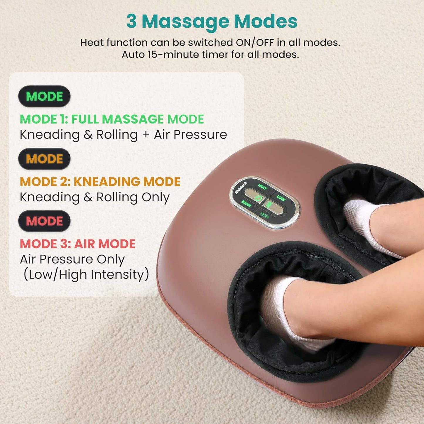 Nekteck Shiatsu Foot Massager Machine with Heat for Plantar Fasciitis DEMO
