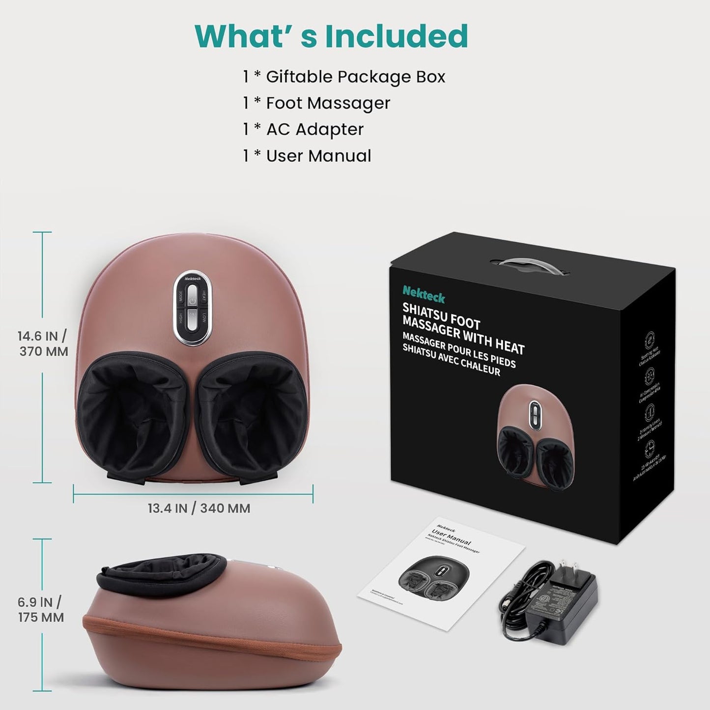 Nekteck Shiatsu Foot Massager Machine with Heat for Plantar Fasciitis DEMO