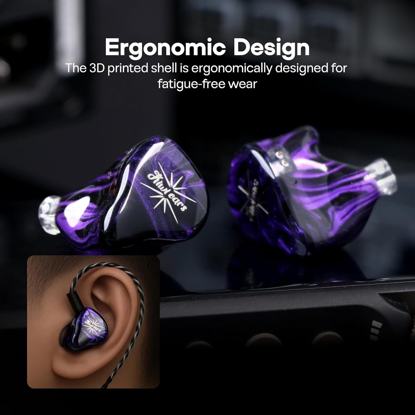 Linsoul Purple High-Fidelity Hybrid In-Ear Headphones for Immersive Audio NEW