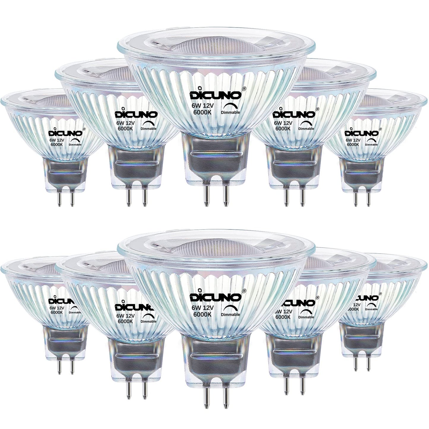 DiCUNO Dimmable LED Bulbs 12V 6W LED Spotlight Bulb, Daylight White 6000K, NEW