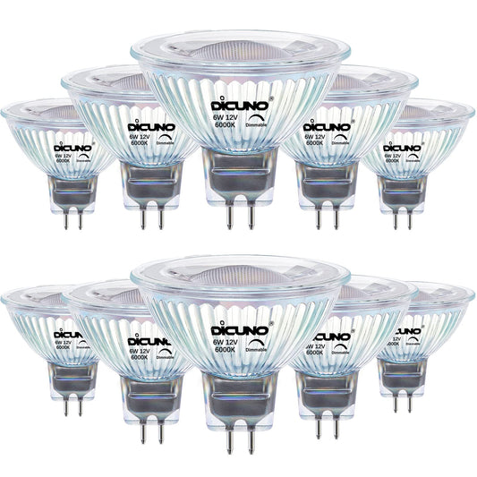DiCUNO Dimmable LED Bulbs 12V 6W LED Spotlight Bulb, Daylight White 6000K, NEW