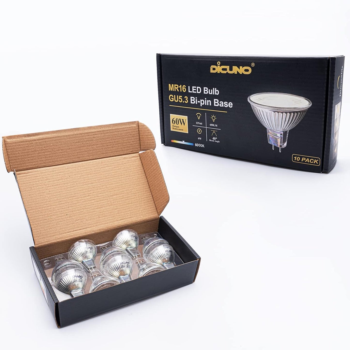 DiCUNO Dimmable LED Bulbs 12V 6W LED Spotlight Bulb, Daylight White 6000K, NEW