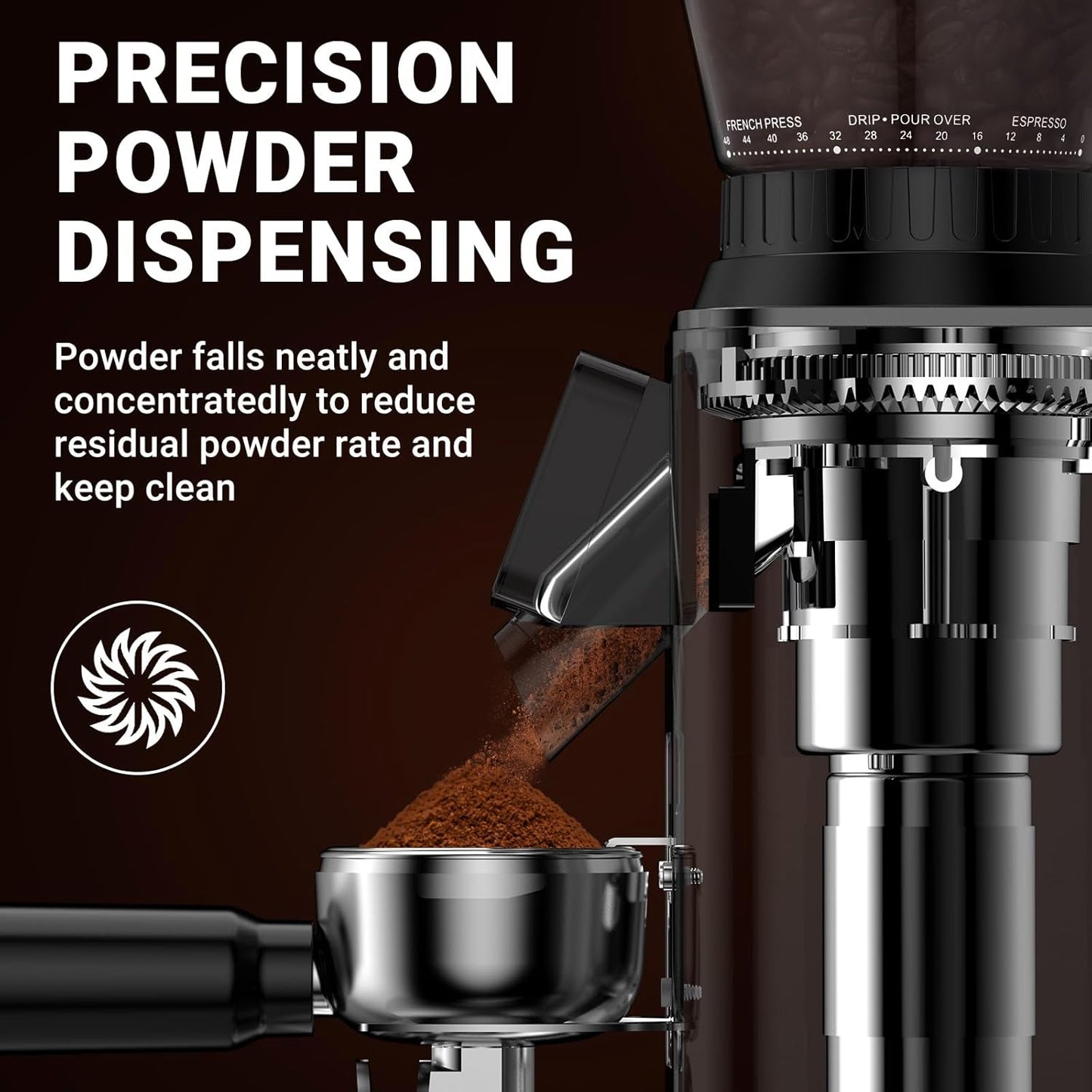 AMZCHEF Electric Coffee Grinder Conical Burr Stainless Steel Precision Grind NEW