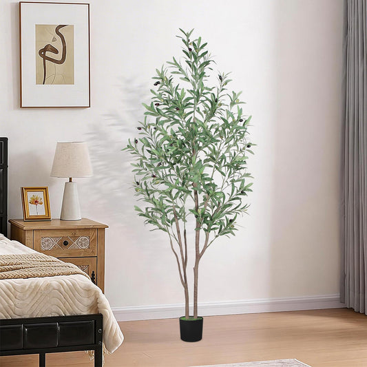 Artificial Olive Tree with Pot Decorative Realistic Plastic Black 180cm DEMO