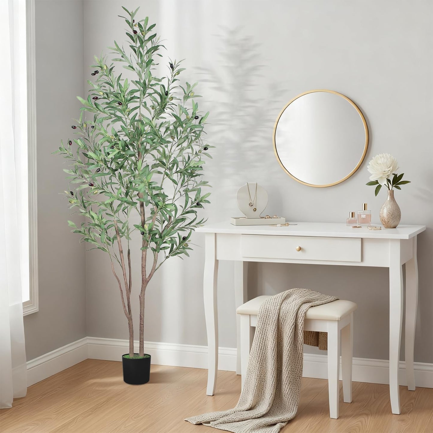 Artificial Olive Tree with Pot Decorative Realistic Plastic Black 180cm DEMO