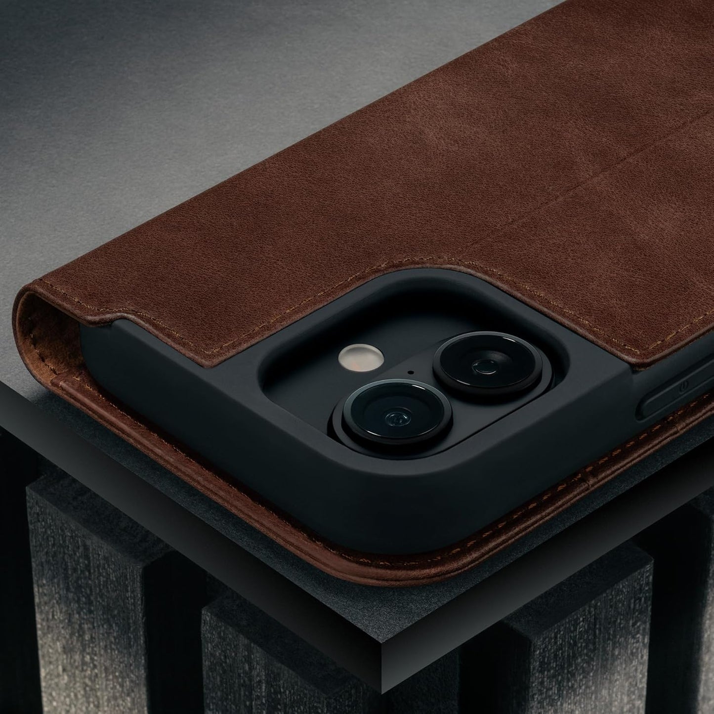 TORRO Genuine Leather Flip Wallet Case for iPhone 16 Pro, Dark Brown Size DEMO