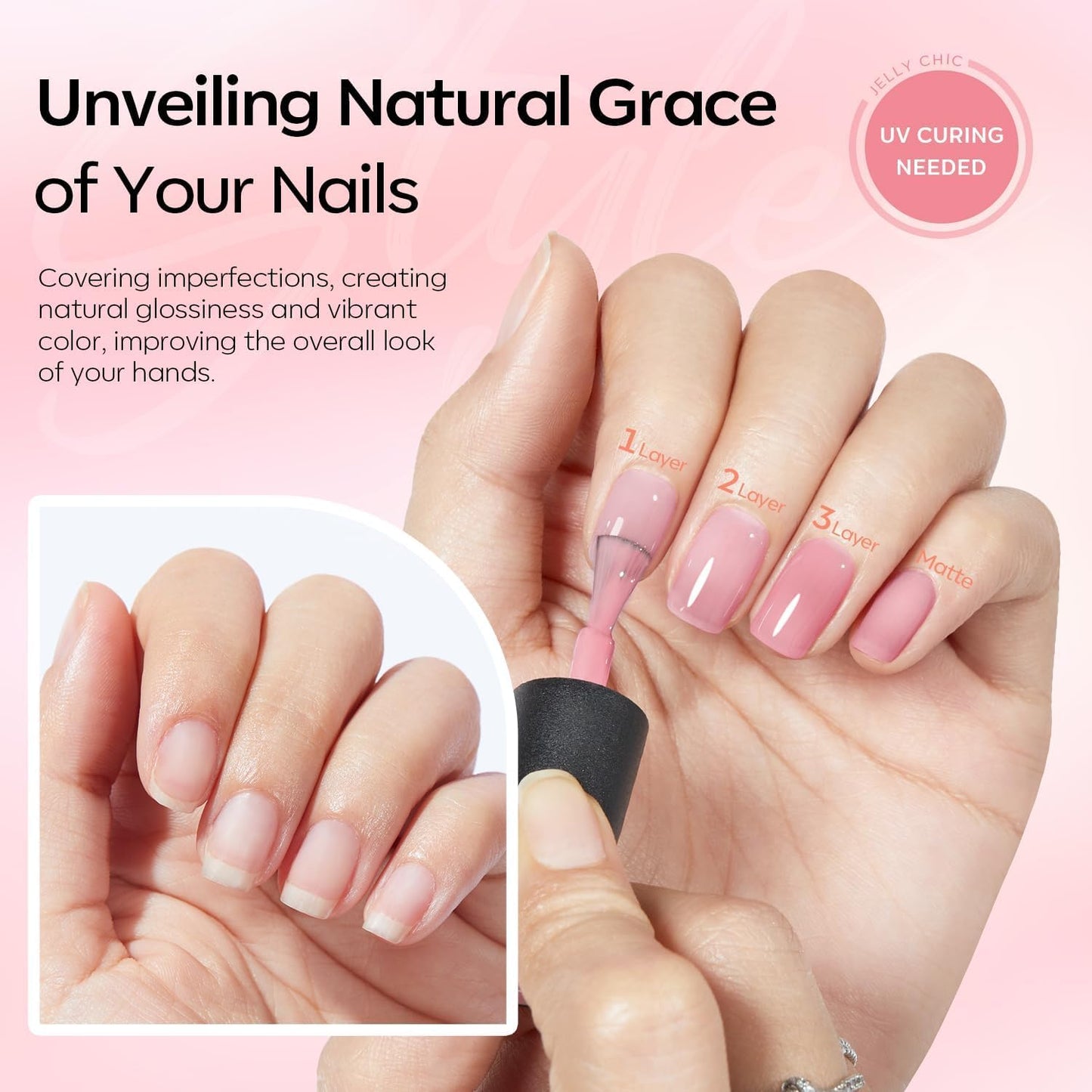 Modelones 6pcs Gel Nail Polish in Jelly Nude Pink Neutral Milky Shades NEW