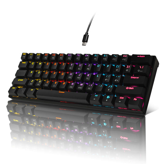 Bangsanth 61 Key Gaming Keyboard Black Blue Switches Dynamic Backlighting NEW