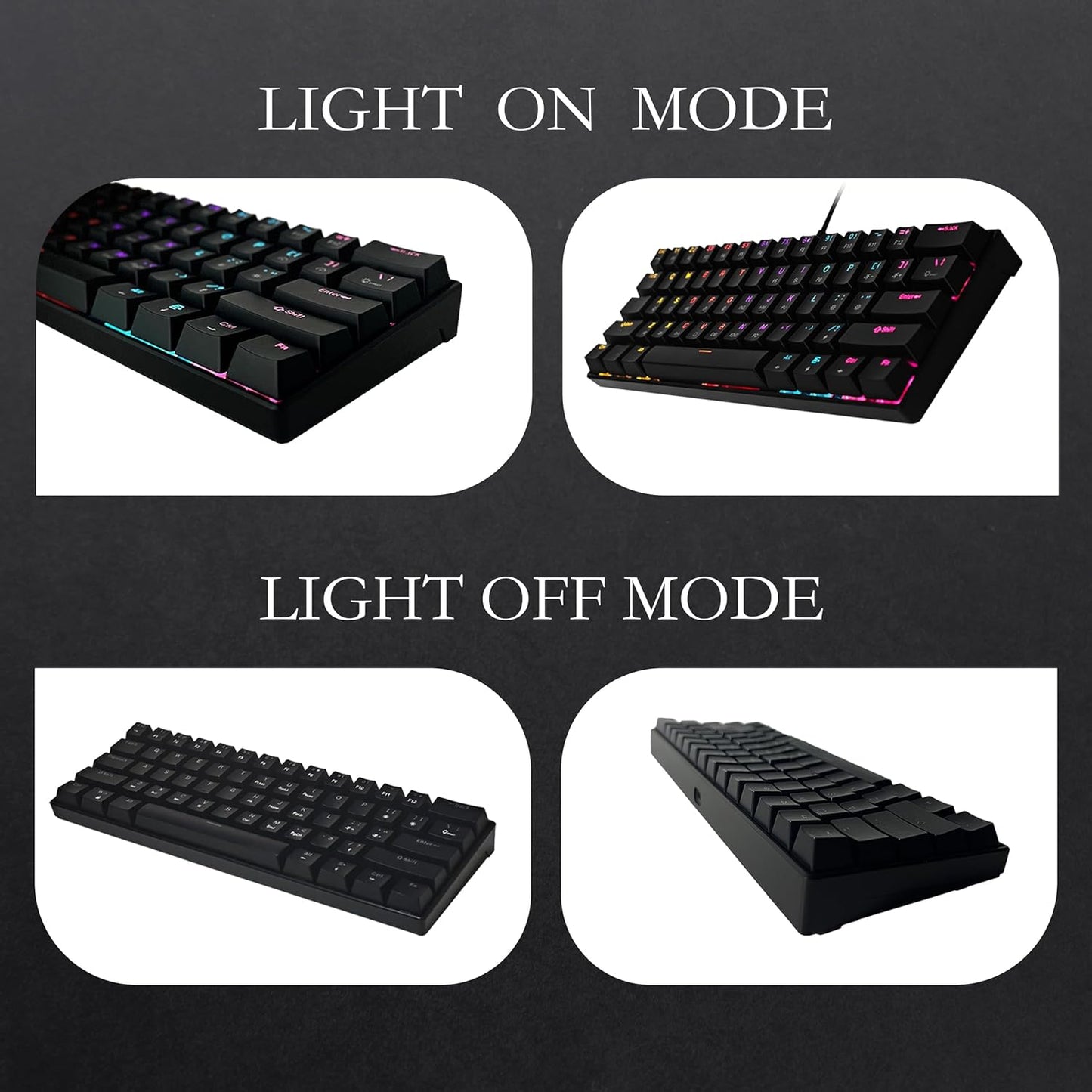 Bangsanth 61 Key Gaming Keyboard Black Blue Switches Dynamic Backlighting NEW