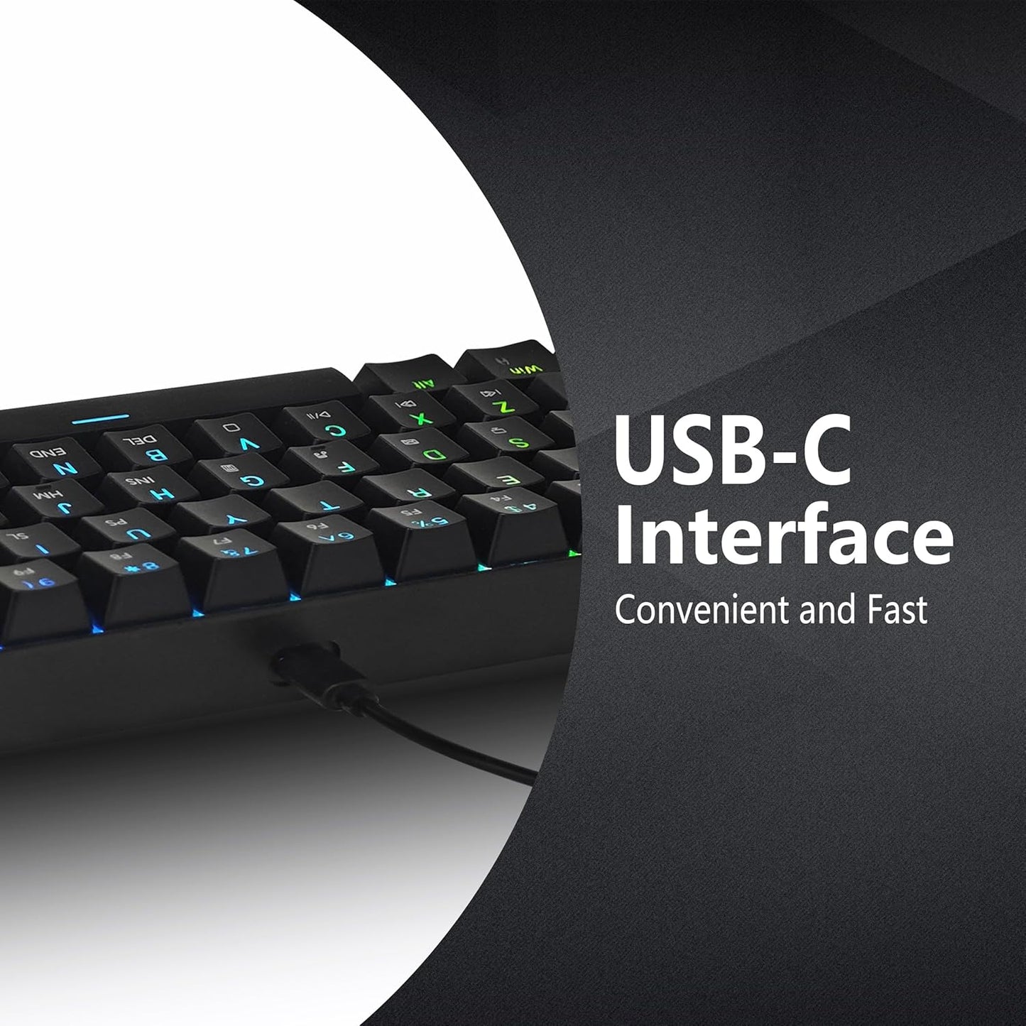 Bangsanth 61 Key Gaming Keyboard Black Blue Switches Dynamic Backlighting NEW