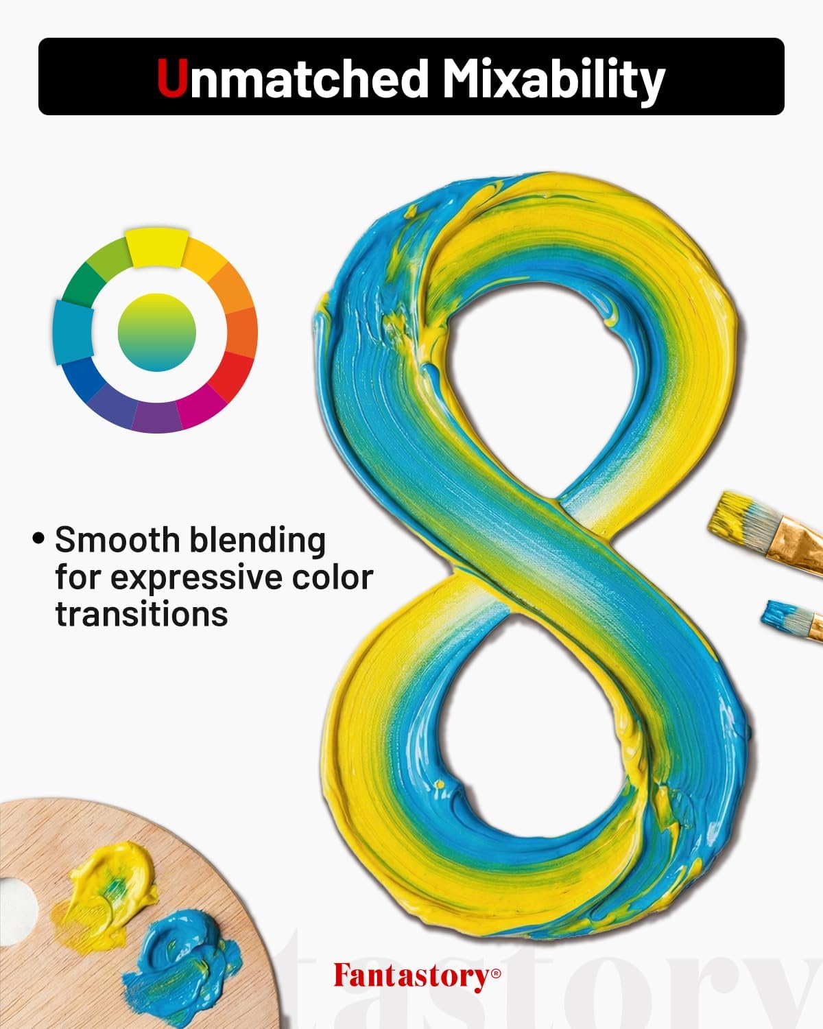 Fantastory 24 Paints Colour Acrylic Paint Set, 48 ml Bottles, Arts & DEMO