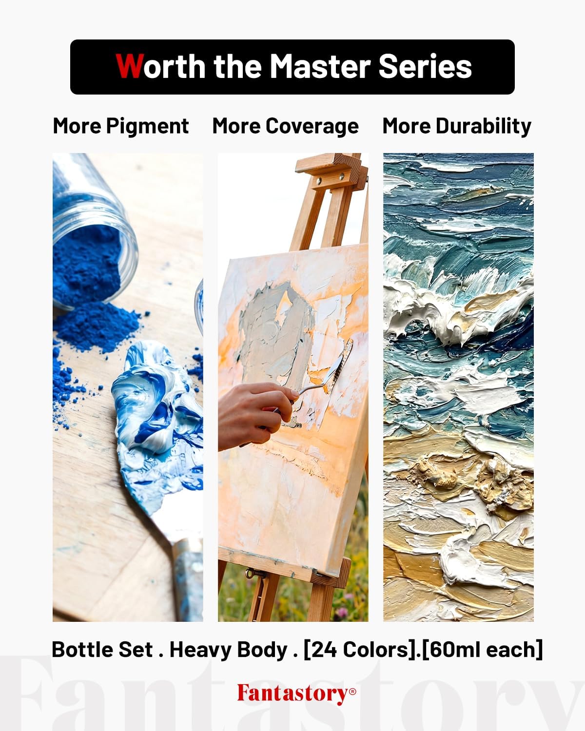 Fantastory 24 Paints Colour Acrylic Paint Set, 48 ml Bottles, Arts & DEMO