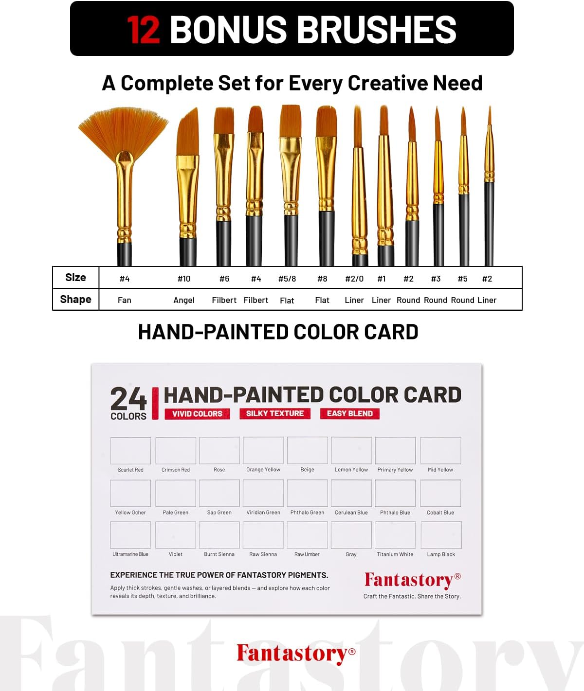 Fantastory 24 Paints Colour Acrylic Paint Set, 48 ml Bottles, Arts & DEMO