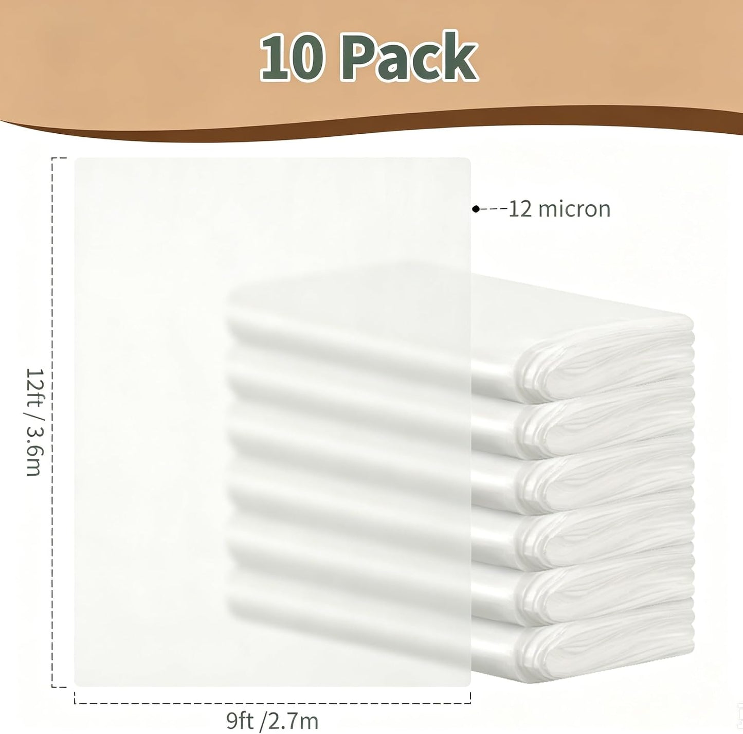 Clear Plastic Tarps 2.7m x 3.6m Dust-Proof Protective Drop Cloth for NEW