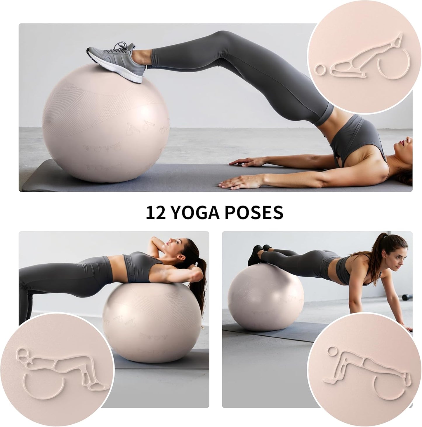 FITMIND 65cm Embossed Apricot Yoga Exercise Ball Fitness Accessory Size DEMO
