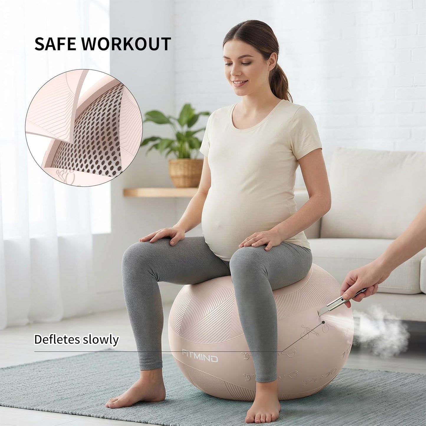 FITMIND 65cm Embossed Apricot Yoga Exercise Ball Fitness Accessory Size DEMO