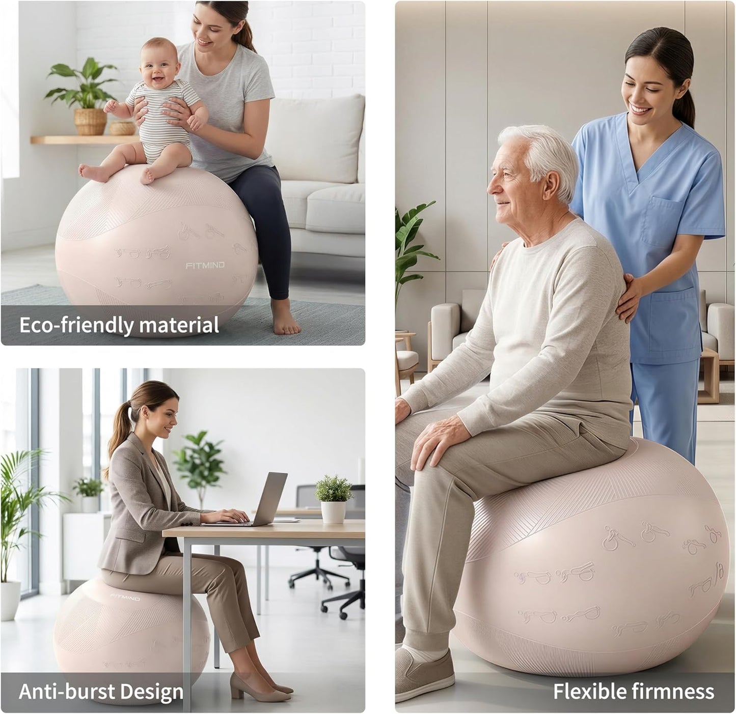 FITMIND 65cm Embossed Apricot Yoga Exercise Ball Fitness Accessory Size DEMO