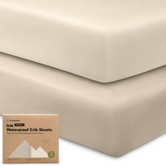 KeaBabies Bamboo Fitted Crib Sheets Waterproof Breathable Ecru Size 130cm x NEW